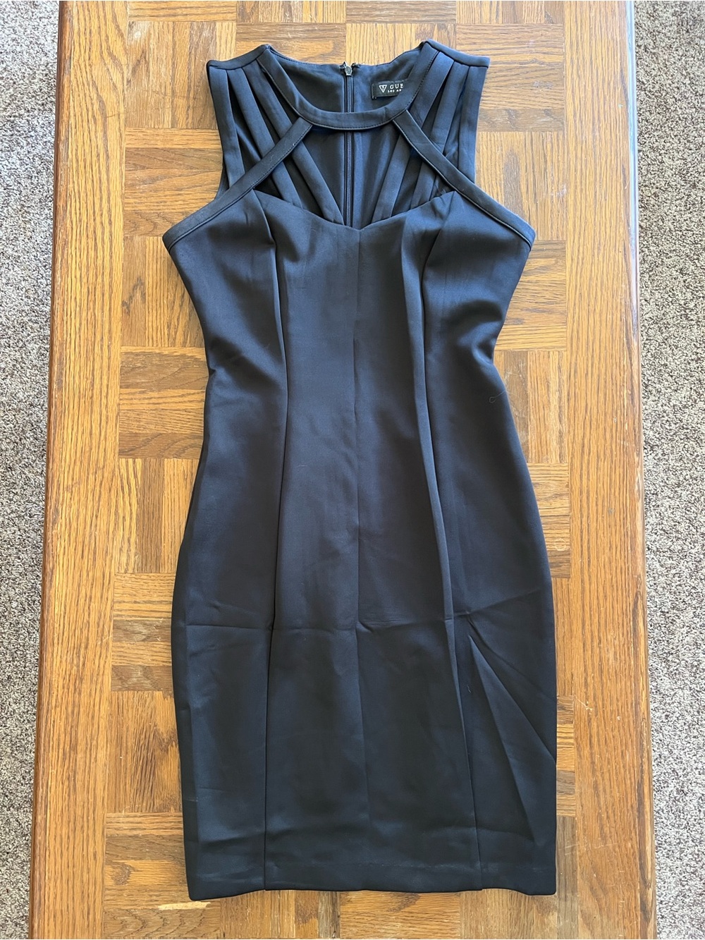 Guess Black Midi Dress with Strappy High Neck
